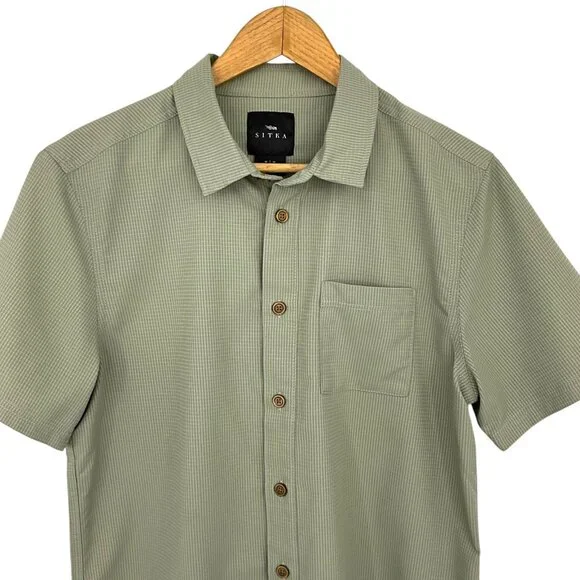 Sitka Gear Mojave Shirt Short Sleeve Mens Green Grid Button Down Size Medium M - Picture 2 of 9